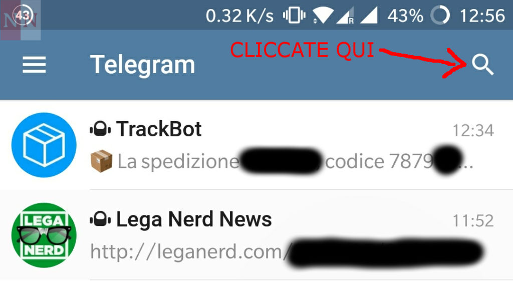 Ricerca Telegram bot in app 1